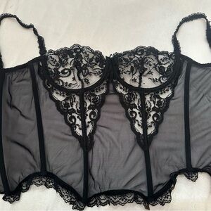 Victoria’s Secret vintage 90’s black Lace Bustier Corset Sheer Top 51372